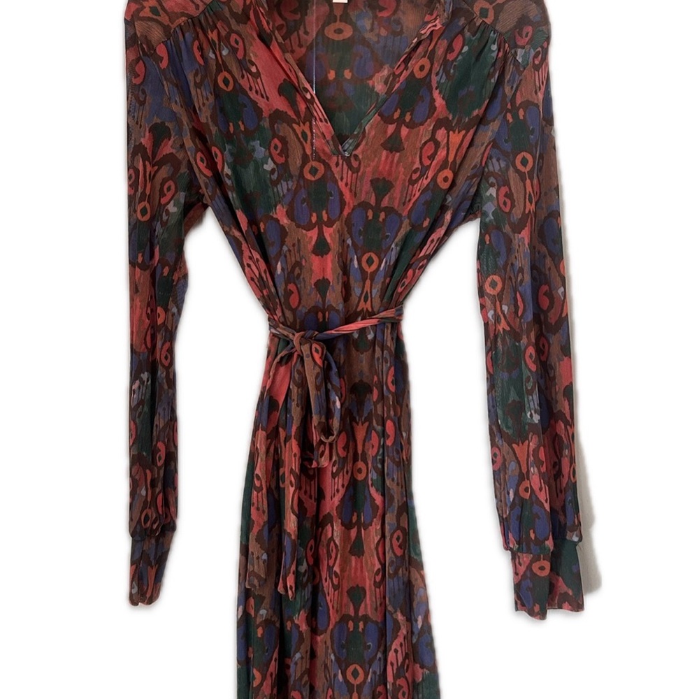 Sweet Pea Stacy Frati Mesh Dress M Sheer Y2K Boho Tie Waist Mini